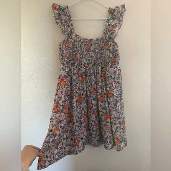 Festival Floral mini dress 🌸 Low V neck Empire waist XL - Picture 3 of 5